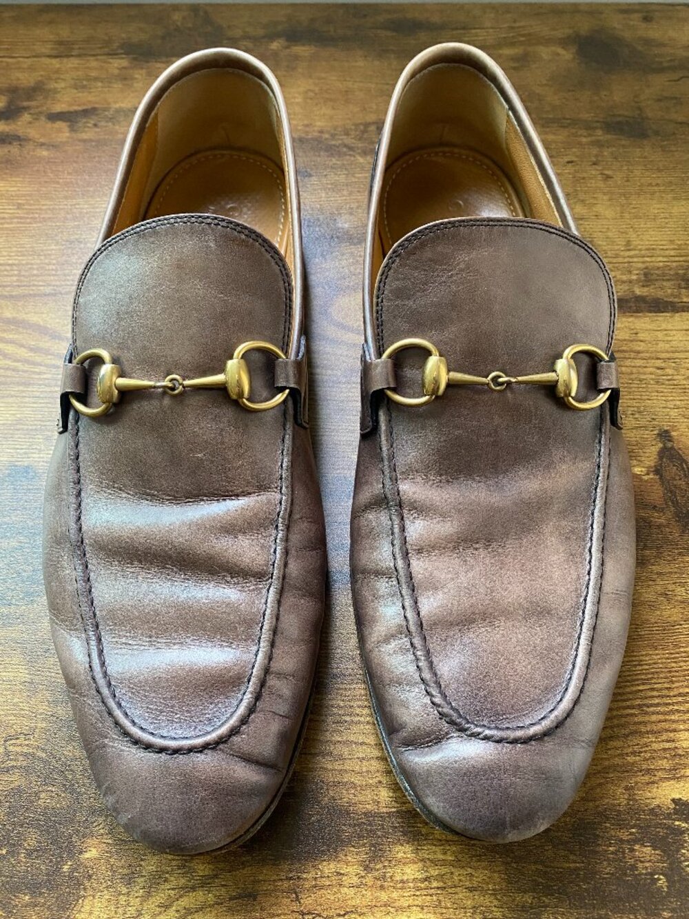 🔥 AUTHENTIC Vintage GUCCI JORDAAN Horsebit Loafers Brown Leather Men's 10.5